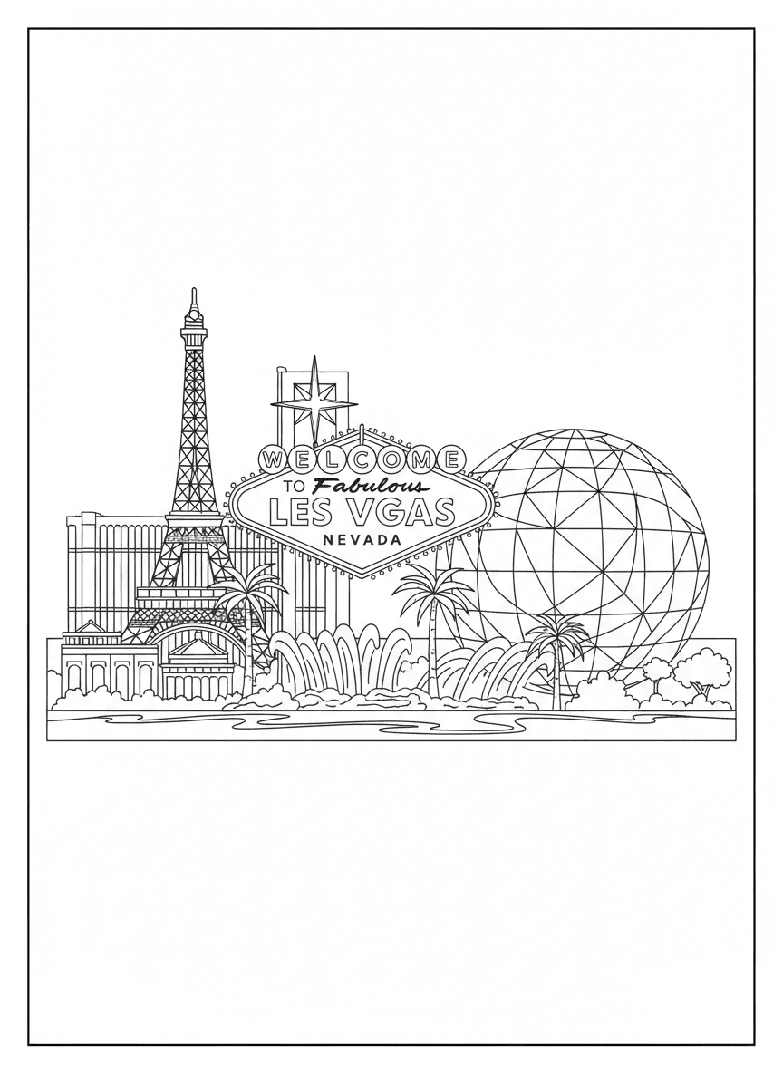 Travel destination coloring page