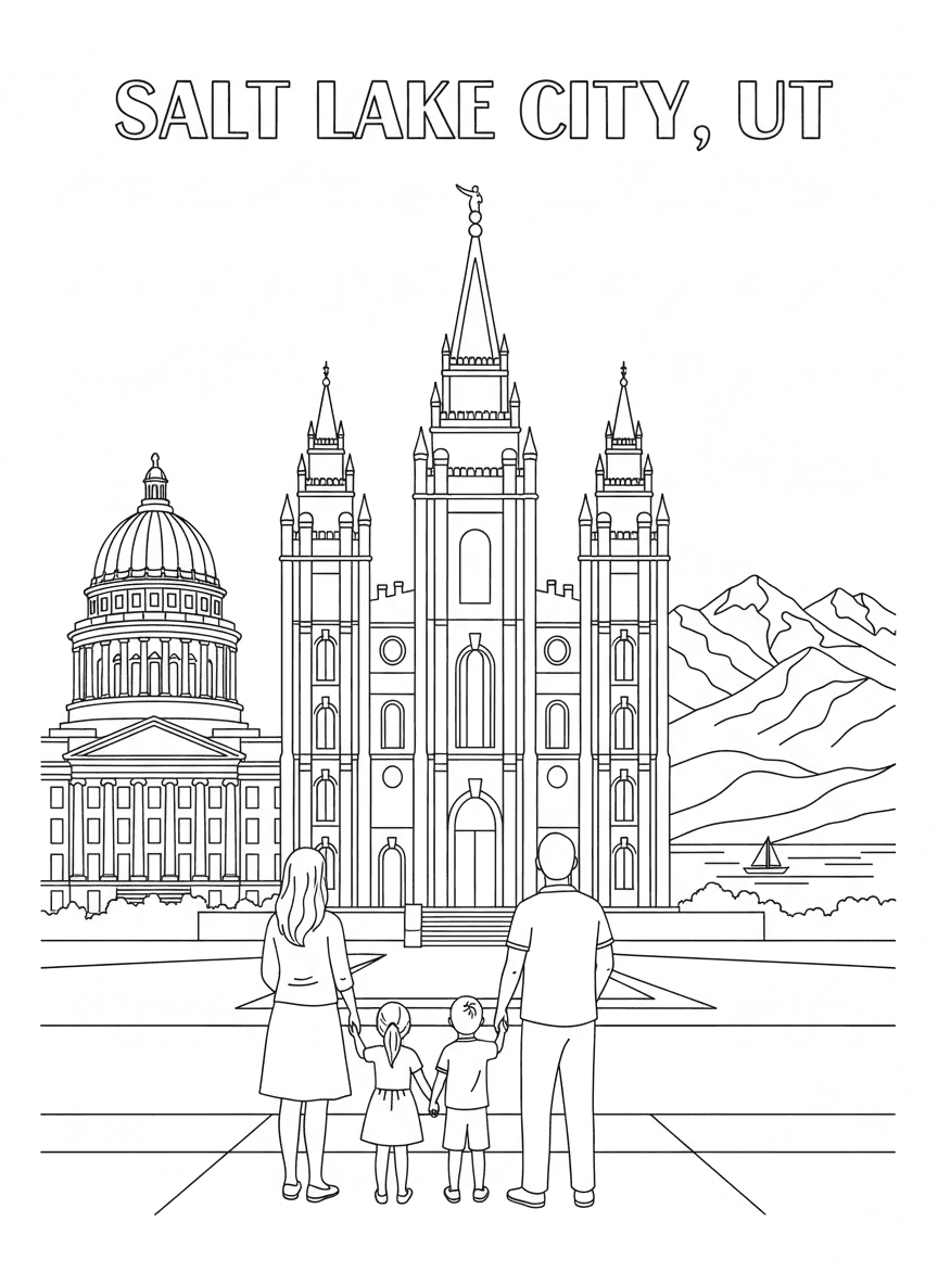 Destination landmark coloring page